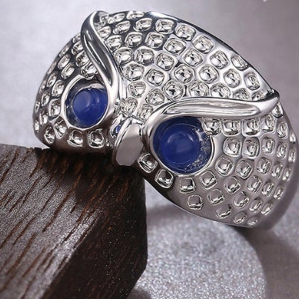 Beautiful 925 silver owl ring - gorgeous blue eyes - Picture 4 of 7